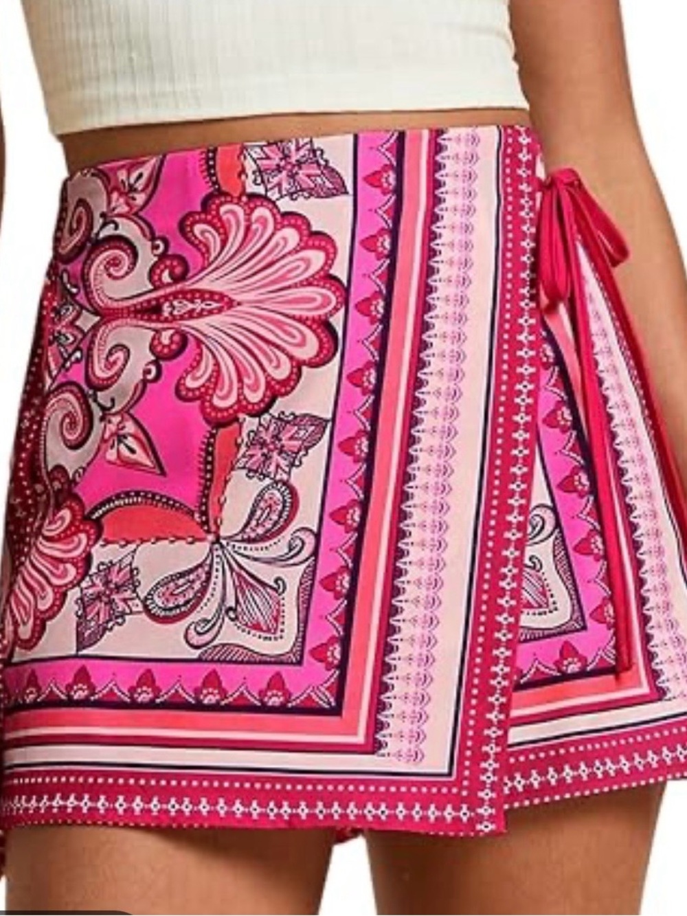 Women’s Pink Paisley Wrap Skort Medium NWT